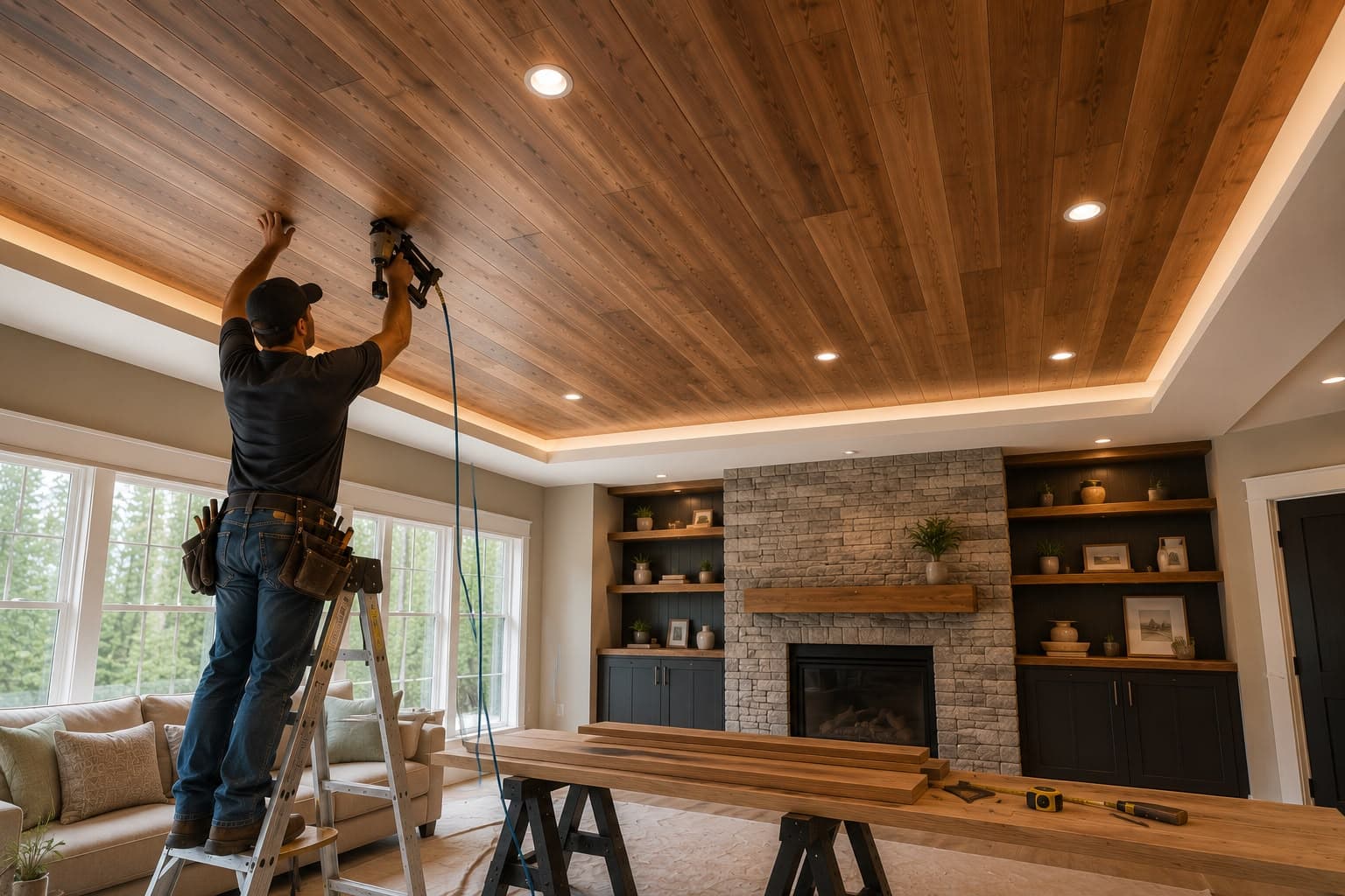Wood Ceiling Panel Installation — EVIM INC