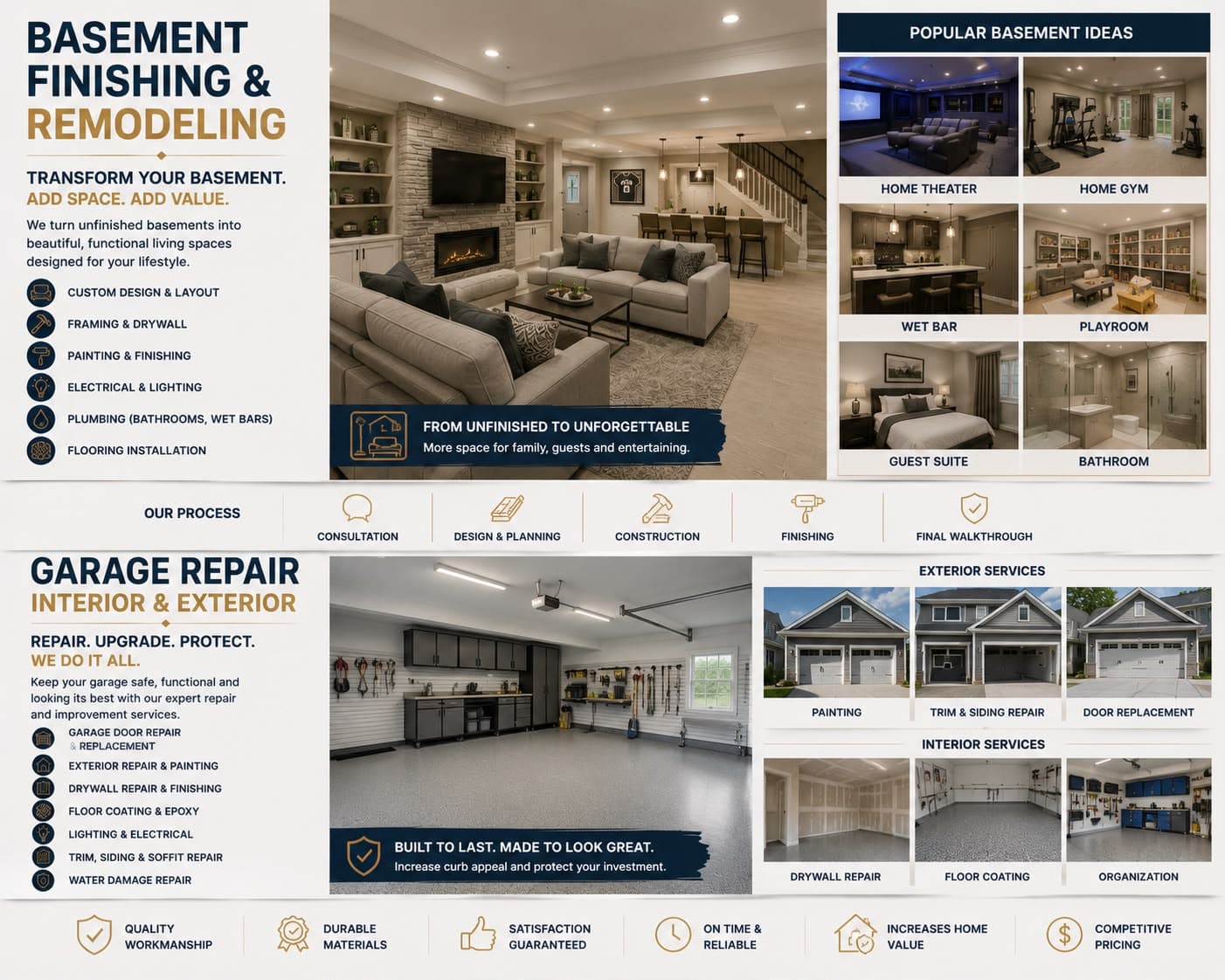 Basement Finishing & Garage Repair — EVIM INC